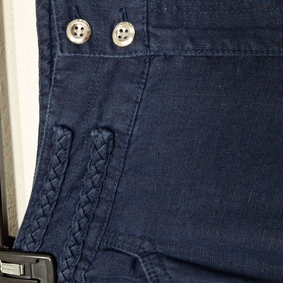 INC International Concepts Navy Blue Lagenlook 100% Linen Utility Cargo Pants 10 - Picture 8 of 15